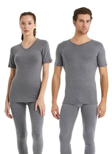 Blackspade V Yaka Kısa Kol Unisex Gri Termal İçlik C3T6N2O1
