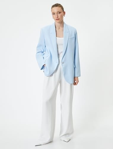 Blazer Ceket Tek Düğmeli Kapaklı Cepli Standart Kesim