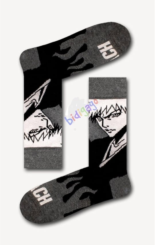 Bleach Desenli Unisex Kolej Çorap Gri 36-44