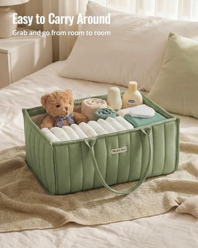 Blissful Diary Bebek Bezi Caddy Organizatörü, Şık Kreş Saklama Sepeti - Baby Shower için Hediye, Bebek Hediye Listesi Olmalıdır, Yenidoğan Temelleri - Bebek Bezi İstasyonu için Bebek Caddy