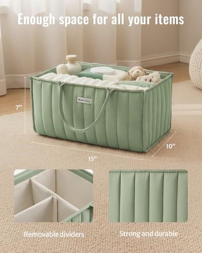 Blissful Diary Bebek Bezi Caddy Organizatörü, Şık Kreş Saklama Sepeti - Baby Shower için Hediye, Bebek Hediye Listesi Olmalıdır, Yenidoğan Temelleri - Bebek Bezi İstasyonu için Bebek Caddy