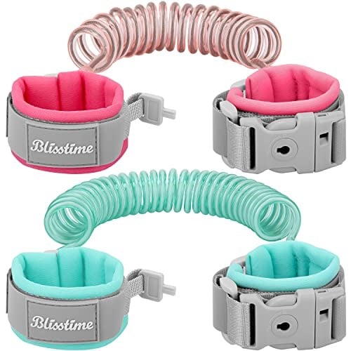 Blisstime Yeni Yürümeye Başlayan Çocuk Tasması, 2li Paket Çocuk Tasma Kaybolmaya Karşı Bilek Bağlantısı, Anahtar Kilitli Bebek Tasma Koşum Takımı Yeni Yürümeye Başlayan Çocuklar için (Nane Yeşili + P