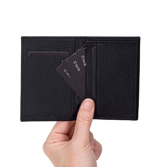 Bloominbag Bloomcard Verta Obsidian Black Hakiki Deri Dikey Kartlık