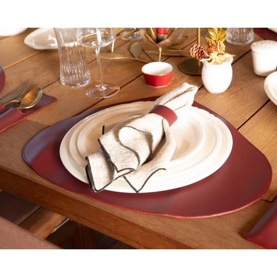Bloominbag Bloomdine Velato Hakiki Deri Masa Seti (4lü Placemat & Tabak Altlığı Seti)