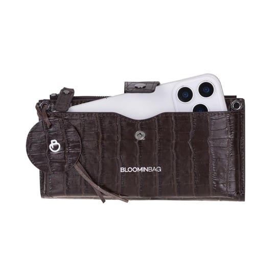 Bloominbag Mocha Croco Lozan Hakiki Süet Çapraz Askılı Telefon Bölmeli Cüzdan Çanta