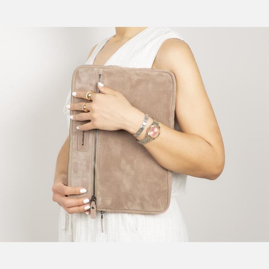 Bloominbag Sand Still Hakiki Süet Deri 15-16 Inç Macbook/laptop Kılıfı