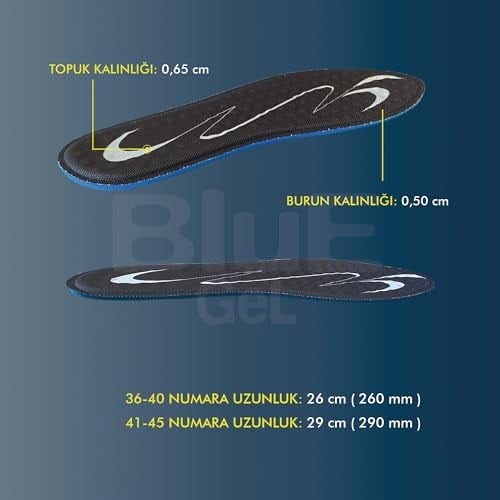 BLUE GEL Klasik Ayakkabılar için Memory Foam Masaj Etkili Tabanlık, Hafızalı Sünger (40-45)