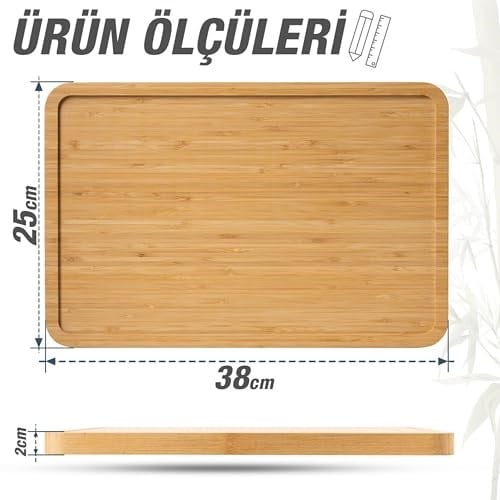 Bluefox 3ü 1 Arada Bambu Kesme Tahtası: Doğrama Tahtası, Kesim Cetveli ve Tepsi Fonksiyonlarıyla Mutfakta Pratik Çözüm,Su Oluklu, Bıçak Dostu, Neme - Seçenekler: 33 x 24 cm & 28 x 22 cm, 38U x 25G cm