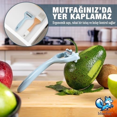 Bluefox 3ü 1 Arada Patates & Sebze Soyucu – Paslanmaz Çelik Bıçaklı, Düz + Tırtıklı + Jülyen Soyma, Ergonomik Sap, Bulaşık Makinesine Uygun, Kompakt & Dayanıklı Mutfak Gereci