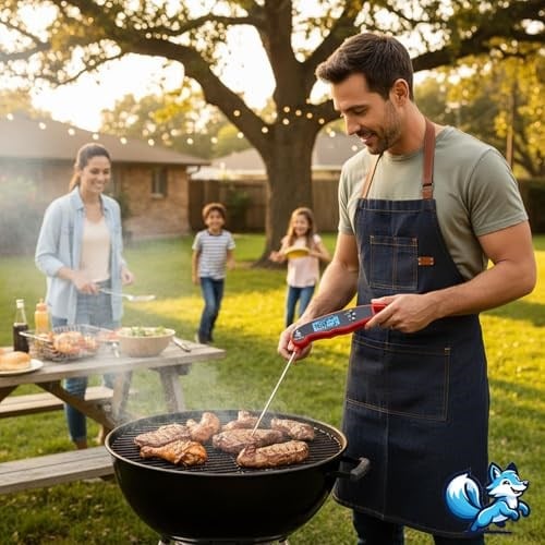 Bluefox Dijital Hızlı Okunan Mutfak Termometresi - Mıknatıslı, Katlanabilir, Arkadan Aydınlatmalı Ekran, 240° Dönebilen Prob, -50°C-300°C Aralığı