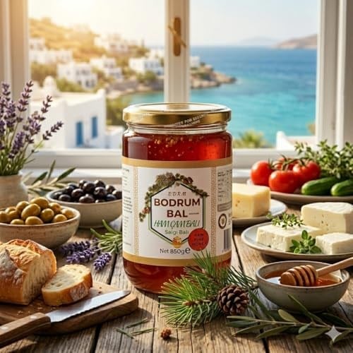 Bodrum Bal Ham Çam Balı 850g -%100 Saf Ham Bal Filtre edilmemiş - Güvenli Doğal Apiterapik Cam Kavanoz