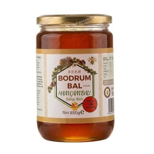 Bodrum Bal Ham Çam Balı 850g -%100 Saf Ham Bal Filtre edilmemiş - Güvenli Doğal Apiterapik Cam Kavanoz