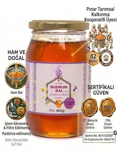 Bodrum Bal Lavanta Balı 460g,%100 Saf, Ham, Filtre edilmemiş, Güvenli, Doğal, Apiterapik, Cam Kavanoz