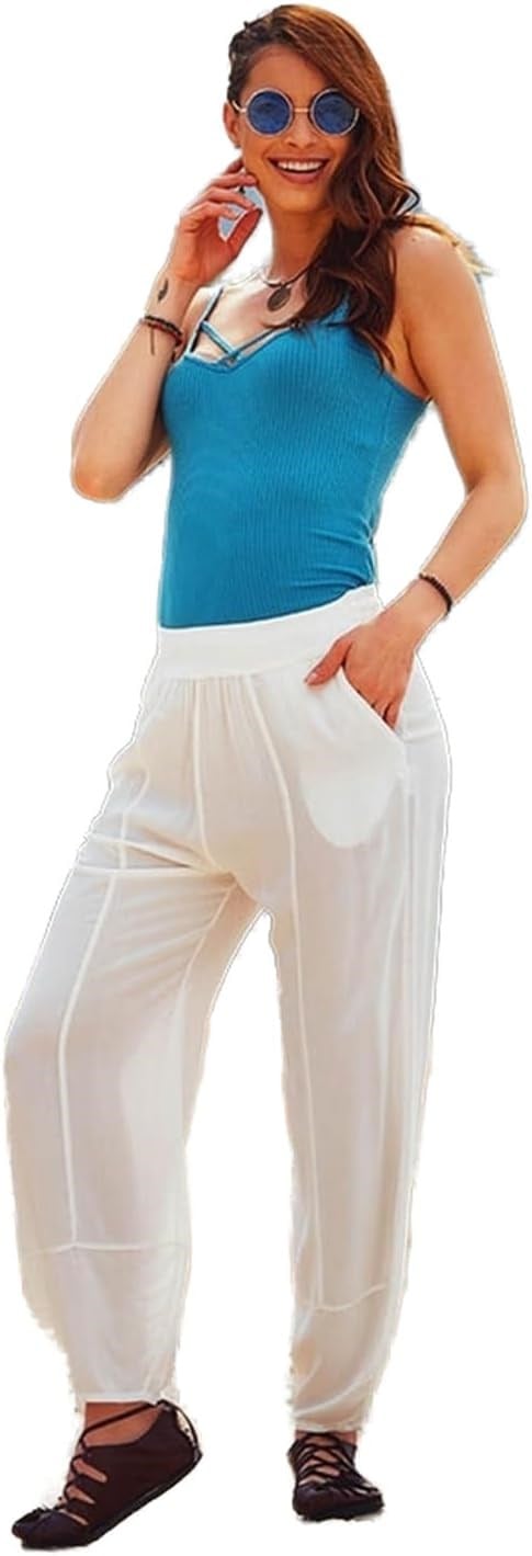 Bohemian Bohem Beli Lastikli Salas Yoga Salvar Pantolon-1 - Bedenler: S, M
