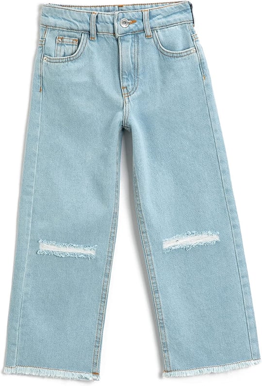 Bol Paça Kot Pantolon Pamuklu Cepli - Boot Cut Jean Beli Ayarlanabilir Lastikli