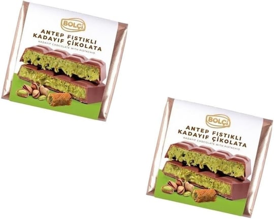 Bolçi Antep Fıstıklı Kadayıf Dolgulu Sütlü Çikolata - Dubai Çikolatası 100g (2 ADET)