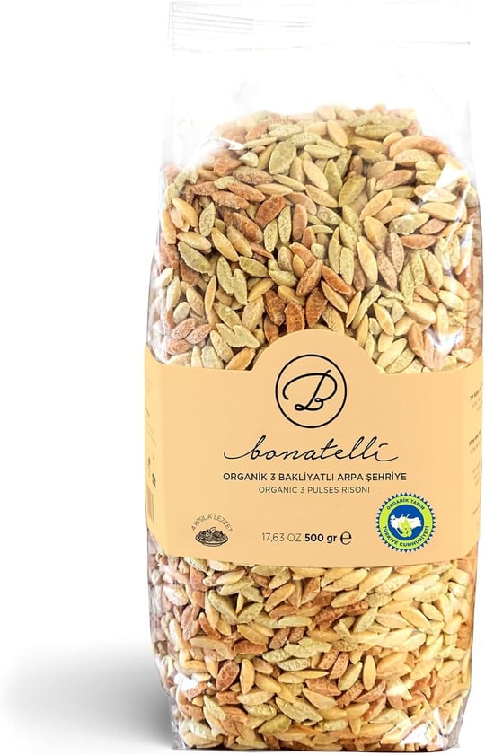 Bonatelli Organik Üç Bakliyatlı Arpa Şehriye 500 Gr
