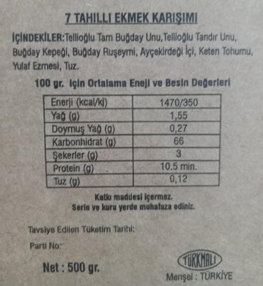 Bonatelli Tellioğlu 7 Tahıllı Ekmek Mixi (500Gr)