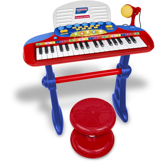 Bontempi | MiniKeyFun - Tastiera Giocattolo Piccoli Musicisti con Microfono, Sgabello e Leggio, Rosa, 54,4 x 32,9 x 15,9 cm