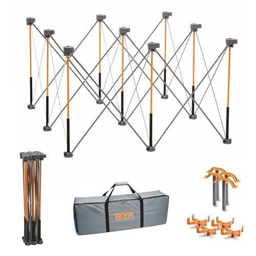 BORA Centipede CK9S 76,2 cm Yükseklik Taşınabilir Çalışma Standı, 4 X-Bardak, 4 Hızlı Kelepçe, Taşıma Çantası, Taşınabilir İş Desteği Testere Tezgahı, 4Ft x 4Ft, 30