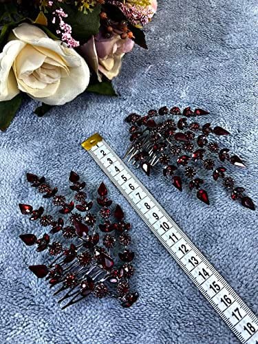 Bordo Çift Yapraklı Helen Model Kına Tacı Saç Aksesuarı