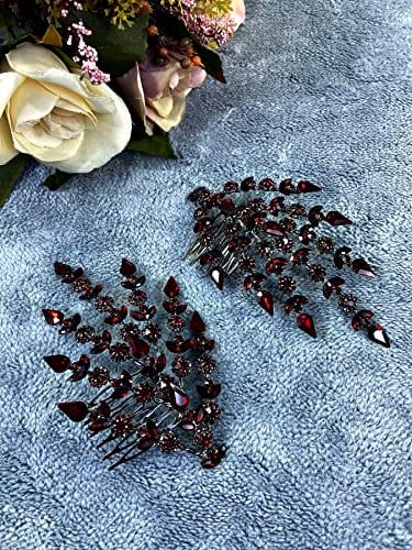 Bordo Çift Yapraklı Helen Model Kına Tacı Saç Aksesuarı