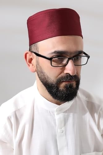 Bordo Kapitone Elif Vav Nakışlı Kalıp Namaz Takkesi