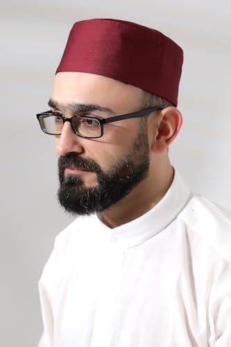 Bordo Kapitone Osmanlı Tuğrası Nakışlı Kalıp Namaz Takkesi