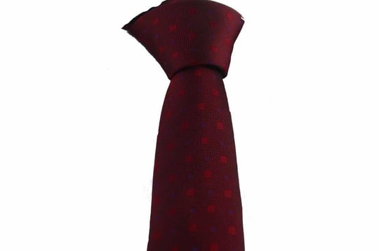 Bordo Nokta ve Kare Desenli Slim Kravat SKP-10