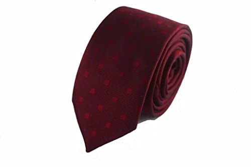 Bordo Nokta ve Kare Desenli Slim Kravat SKP-10