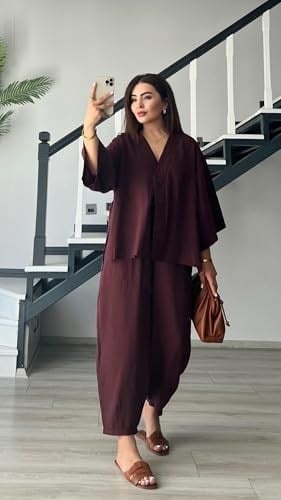 Bordo Tek Düğme Bluz- Pantolon Takım