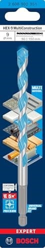 Bosch 1 x Expert HEX-9 Multi Construction Matkap (Beton için, Yumuşak Fayanslar, Ø 9,00 mm, Profesyonel Aksesuar, Darbeli Matkap/Tornavida, Matkap/Tornavida) - Seçenekler: Ø 6,5 mm, Ø 9 mm