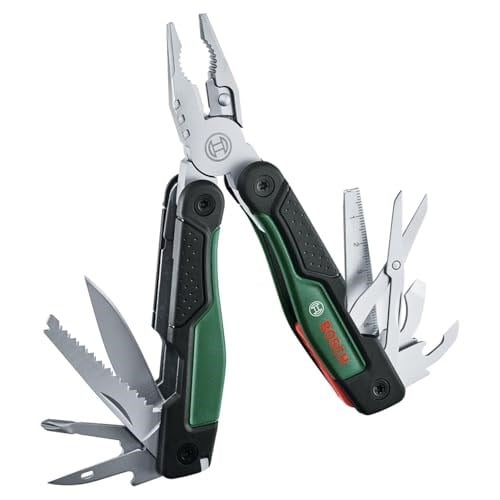Bosch 16sı 1 arada çok amaçlı alet, DIY, outdoor ve kamp için çok amaçlı alet, paslanmaz çelik, kilitleme fonksiyonu, yumuşak tutuş, 16 fonksiyon, pense, makas, tornavida, bıçak, testere vb