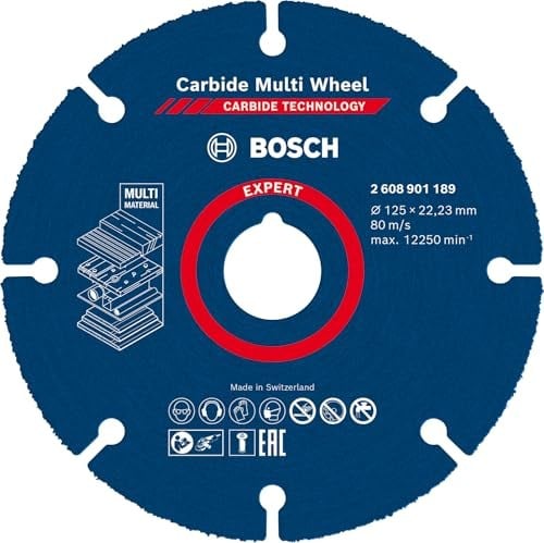 Bosch 1x EXPERT Carbide Multi Wheel Kesici Diskler (Sert ahşap, Çivili ahşap, Plastik, Alçıpan panel, Ø 125 mm, Aksesuar Küçük Avuç Taşlama Makinesi)