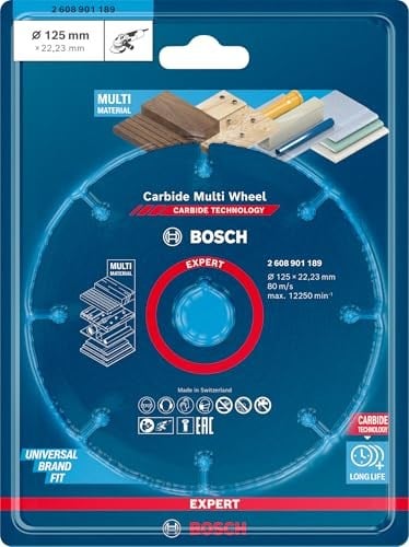 Bosch 1x EXPERT Carbide Multi Wheel Kesici Diskler (Sert ahşap, Çivili ahşap, Plastik, Alçıpan panel, Ø 125 mm, Aksesuar Küçük Avuç Taşlama Makinesi)