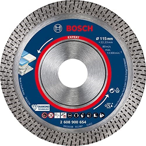Bosch 1x EXPERT HardCeramic Elmas Kesme Diskleri (Sert fayanslar, Sert taş, Ø 115 mm, Aksesuar Küçük Avuç Taşlama Makinesi) - Bedenler: 115mm, 180mm