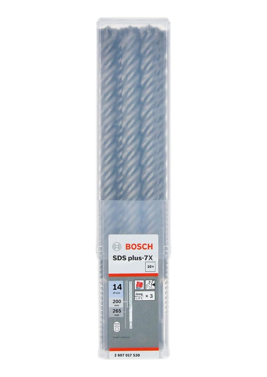 Bosch Accessories Bosch Professional 10 adet darbeli matkap SDS plus-7X (beton ve duvar için, 14 x 200 x 265 mm, matkap ucu aksesuarı)