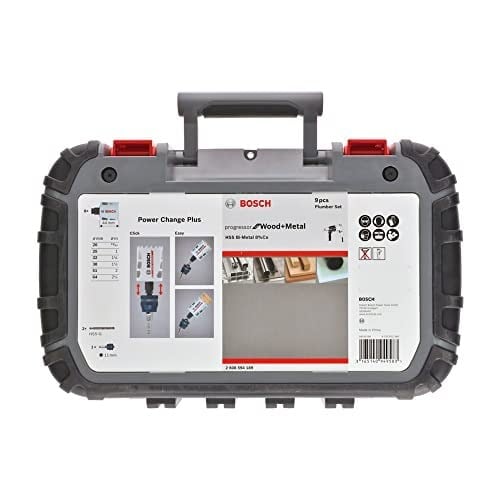 Bosch Accessories Professional 9 parçalı delik testeresi Progressor for Wood & Metal set sıhhi tesisat tesisatı tesisatı tesisatı (ahşap ve metal için, Ø 20-64 mm, matkap aksesuarı)