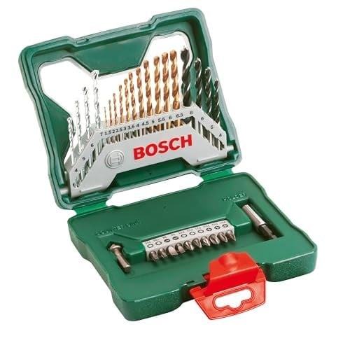 Bosch Home and Garden X/Line 30 Parça Titanyum Aksesuar Seti, Matkap uçları, Vidalama uçları, Üniversal Tutucu, Havşa açıcı, Uzun Ömürlü, Yeşil