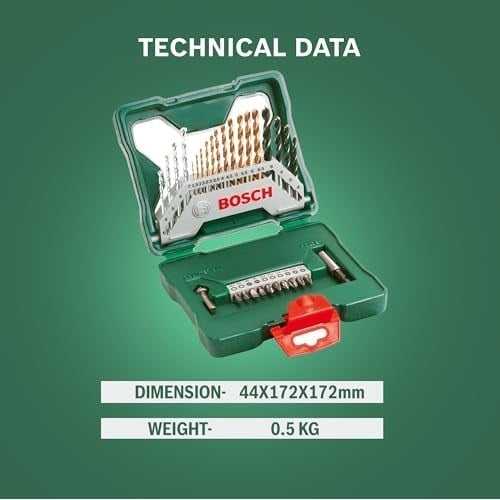 Bosch Home and Garden X/Line 30 Parça Titanyum Aksesuar Seti, Matkap uçları, Vidalama uçları, Üniversal Tutucu, Havşa açıcı, Uzun Ömürlü, Yeşil