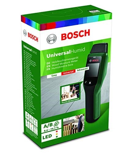 Bosch Home & Garden UniversalHumid Ahşap Nem Ölçer (Tüm Ahşap Grupları için Geniş Ölçüm Aralığı, Ahşap Tipi Ön Seçimi)