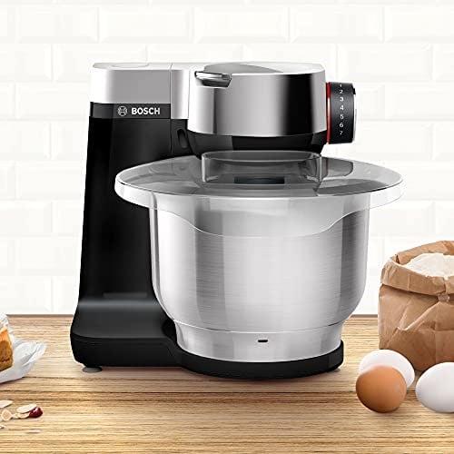 Bosch électroménager MUMS2VM00, 2 serisi mutfak robotu – 900 W, 7 hız kademesi + Turbo, pişirme seti, 3,8 l paslanmaz çelik kase, siyah