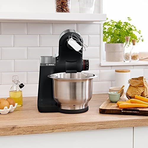 Bosch électroménager MUMS2VM00, 2 serisi mutfak robotu – 900 W, 7 hız kademesi + Turbo, pişirme seti, 3,8 l paslanmaz çelik kase, siyah