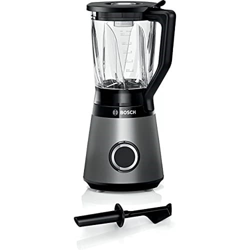 Bosch MMB6172S Standmixer VitaPower Series 4, 1200 W, 30,000 U/dak, Almanya katı kesiciler yapılan, Stopfer, 1.5 L Behälter Thermosafe Glas, Gümüş
