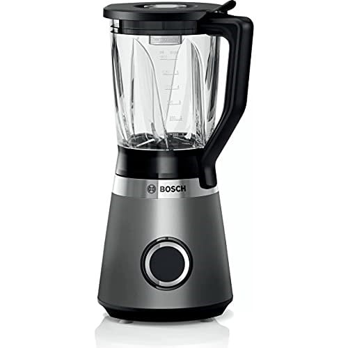 Bosch MMB6172S Standmixer VitaPower Series 4, 1200 W, 30,000 U/dak, Almanya katı kesiciler yapılan, Stopfer, 1.5 L Behälter Thermosafe Glas, Gümüş