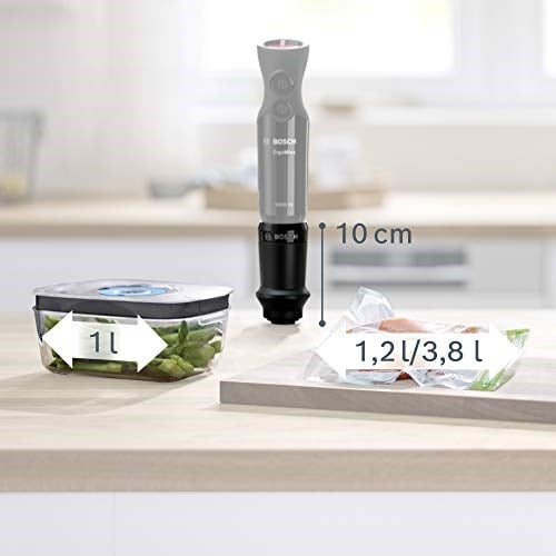 Bosch MSZV6FS1 vakumlu saklama seti, vakum pompası, 1,0 l Tritan vakumlu saklama kabı, 3 vakumlu saklama torbası (1,2 l ve 3,8 l), BPA içermez, bulaşık makinesinde yıkanabilir
