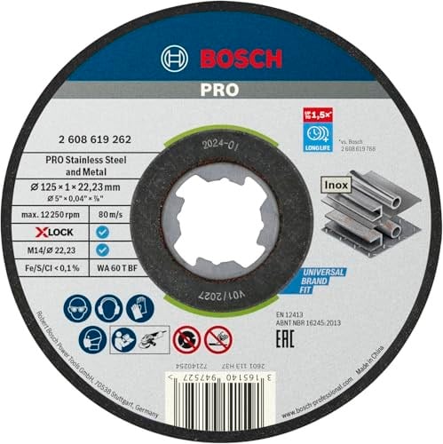 Bosch Professional 10 Adet Düz Kesme Diski Standart (Inox, X-Lock İçin, Delik Çapı: 22,23 Mm, Kalınlık: 1 Mm), 2608619267
