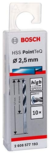 Bosch Professional 10 adet HSS spiral matkap ucu PointTeQ (metal için, 2,5 x 30 x 57 mm, matkap aksesuarı)
