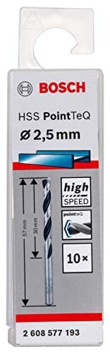 Bosch Professional 10 adet HSS spiral matkap ucu PointTeQ (metal için, 2,5 x 30 x 57 mm, matkap aksesuarı)