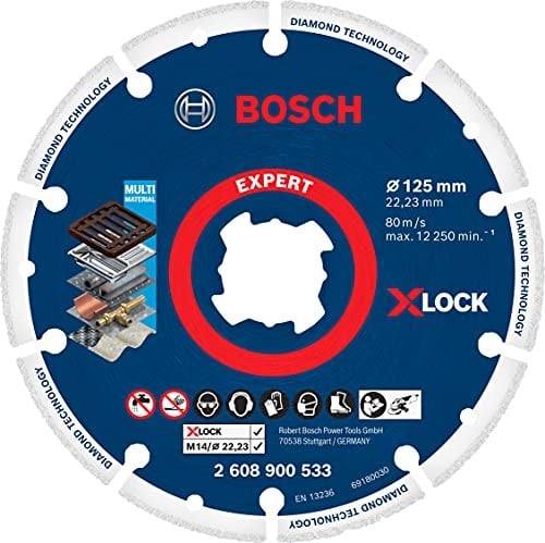Bosch Professional 1x EXPERT Diamond Metal Wheel X-LOCK Kesme Diski 125 mm (Dökme demir, Paslanmaz çelik, Çelik, Demir içermeyen metalle, Ø 125 mm, Aksesuar Küçük Avuç Taşlama - Bedenler: 115mm, 180mm